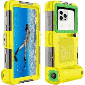 Latest Upgrade Universal Waterproof Phone Case for Snorkeling and Diving [50ft/15m] Underwater Phone Case for iPhone 16/15/14/13/12/11 Pro Max/XR/XS/X Galaxy S24/S23/S22/S21 Ultra Diving Case-Yellow