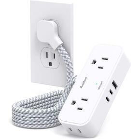Cruise Ship Essentials - Travel Power Strip Flat Plug, 6 Ft Flat Extension Cord with 4 Outlets 3 USB Ports(2 USB C), Small Power Strip No Surge Protection for Cruise Ship Travel Essentials
