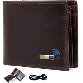 Smart Wallet Bluetooth Wallet Tracker for Men, Credit Card Holder for Men Leather Men's Wallets Cion pocket ID Window(Burgundy) in Kuwait