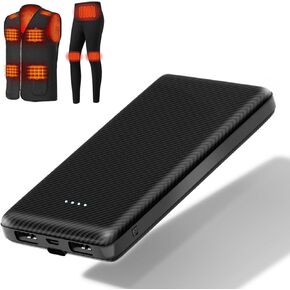 Heated Vest Battery Pack 10000mAh Power Bank Portable Rechargeable Battery Pack with Dual USB Output Ports, 5V 2A Heating for Changing Clothes Battery Pack Suitable for Heating Vests, Jackets, PantsD1