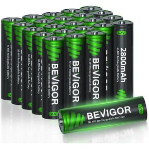 BEVIGOR Rechargeable AA Batteries,2800mAh High Capacity Double A Batteries 1.2V NiMH Low Self Discharge AA Batteries 24 Pack