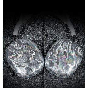 Creative Laser Case for AirPods Max Headphones, Colorful Feather Texture Soft Anti-Scratch Antislip Silicone Protective Cover Decoration Case for Apple AirPods Max (Sliver)