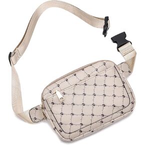 I IHAYNER Cross Body Fanny Pack for Women Fashion Waist Pack Belt Bag for Running Hiking Travel with Adjustable Strap Beige