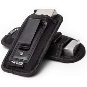2-Pack Universal Magazine Holster IWB Clip | 9mm .40 .45 | Mag Holster For Glock 19 43 17 Sig 1911 S&W M&P | Fits Any 7 10 15 Round Clips For All Pistols | Gun Ammunition Holsters | Handgun Ammo Pouch