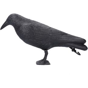 BORDSTRACT Crow Statue, Raven Perched on Branch Figurine, Simulation Plastic Crow Decor, Hunting Bait Decoys Tool, Standing Crow Decoration for Garden, Halloween, Indoor, Outdoor