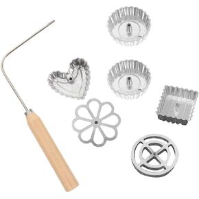 DOITOOL Rosette Waffle Mold Malaysian Pie Tee Maker Flower Heart Circle Shrimp Fried Food Mould Bunelos Maker DIY Cake Pusher Kitchen Baking Tools