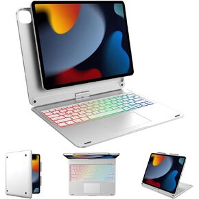 حالة لوحة مفاتيح Sengbirch لـ iPad Pro 12.9 بوصة - 6 ، 5 ، الرابع ، الجيل الثالث (2022 ~ 2018) ، لوحة التتبع ، الإضاءة الخلفية ، قشرة صلبة مع حامل قلم رصاص ، لوحة مفاتيح iPad Pro 12.9 ، Silver