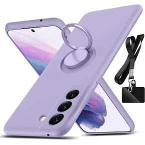 Samsung Galaxy S21 FE Case, Purple Silicone, Shock-Absorbent, Magnetic, Kickstand, 360°Rotatable Ring Holder, Slim Protective Cover