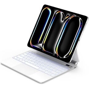 Magic Keyboard Case for iPad Pro 13-inch(M4, 2024),Keyboard Case for iPad Pro 13 with Full Range of Touch Trackpad,7 Color Backlit for iPad Pro 13 Keyboard-White