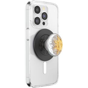 PopSockets Round Phone Grip Compatible with MagSafe, Adapter Ring Included, Phone Holder, Wireless Charging Compatible - Translucent Sun and Moon