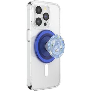 PopSockets Round Phone Grip Compatible with MagSafe, Adapter Ring Included, Phone Holder, Wireless Charging Compatible - Blue Fields