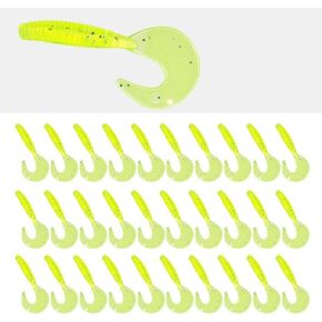 Curly-Tail SwimBait Fishing Lures, 4cm Paddle Tail Swimbaits Fishing Soft Bait Fishing Worms Lures for Saltwater/Freshwater, 30Pcs
