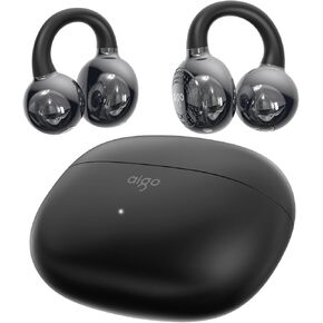 aigo CA05 Open Ear Earbuds Clip on Wireless Bluetooth 5.4 Headphones with Mic for iPhone,Android,Laptop,Enc Noise Reduction,50H Play,Waterproof Comfortable Wireless Earbuds Fit Sports Workout,Black