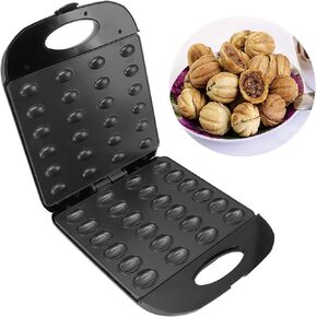 Electric Walnut Cake Maker,1400W 24pcs Capacity Electric Walnut Cake Maker Automatic Mini Nut Waffle Bread Machine Sandwich Iron,Cooking Breakfast, Gifts, Silver