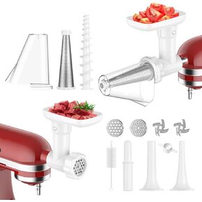Fruit and Vegetable Strainer for Kitchenaid Stand Mixer, with Meat Grinder for Kitchenaid Mixer Food Mill Kitchenaid Attachment, Tomato Sauce Maker Machine by COFUN (White)