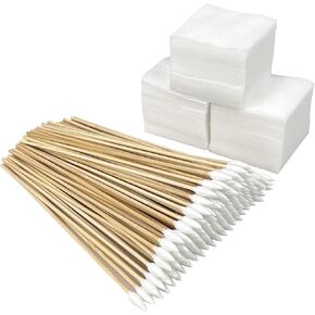 Gun Cleaning Supplies - 2x2'' Gun Cleaning Patches and 6''Gun Cleaning Swabs Set - Handgun, Shotgun, Pistol and Rifle Cleaning & Maintenance Kit (300 Patches + 500 Pointed)