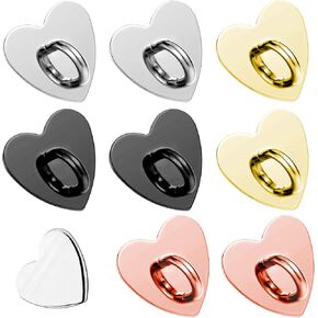 8 Pcs Cell Phone Finger Ring, Adhesive Metal Phone Finger Grip Hook Heart Phone Grip Phone Finger Grip Loop Stand Phone Charm Hook for DIY Phone Case Pad Tablet Supplies (Four Colors)