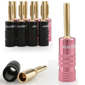 Tertullus 8 Pcs Spring Pin Banana Plug Gold Glated Speaker Connector Banana Clips for Speaker Wire