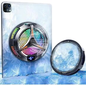 iPad Cooler Magnetic Tablet Fan Cooler with LED Display for MacBook/Surface pro/Samsung Tab/Steam Deck,Universal Semiconductor Radiator for Desk Work, Gaming, Streaming Live, Watch Movie, Black