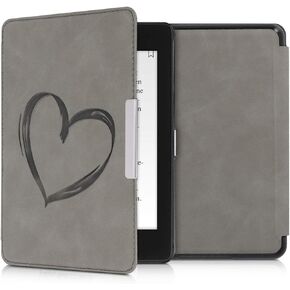 غطاء Kwmobile متوافق مع Amazon Kindle Paperwhite (10. Gen - 2018) Cover - Ereader Case - Writed Heart Gray