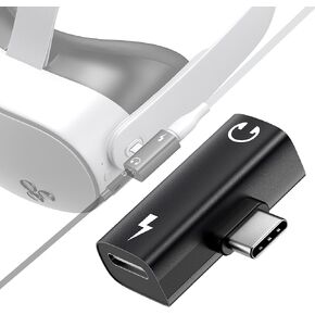 USB C to 3.5mm Headphone and Charger Adapter for Meta Quest 3S Accessories, 2 in 1 USB Type-C to 3.5mm Audio Hi-Res with PD 30W Fast Charge, USB C to Aux with Charging Dongle for Oculus Quest 3