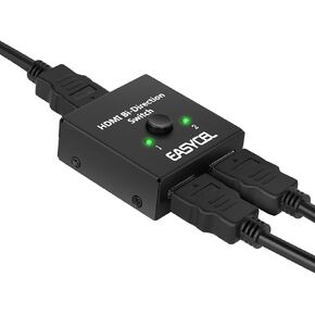 2 Port HDMI Switch, HDMI Bi-Direction Manual Switch 2x1/1x2 AB Switcher, Supports Ultra HD 4K@30HZ 1080P