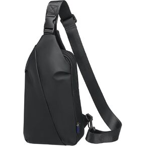 Small Sling Bag, Waterproof Nylon 7.9 Inch Crossbody Chest Bags Daypack Backpack with Anti-theft Pocket for Men Women (Black)