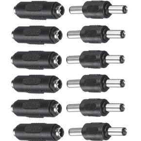 DC Power Connector Adapter 5.5x2.1mm, 12/24V Male to Male Coupler Plug,Female to Female Jack Socket for CCTV Security Camera Led Strip -12PCS