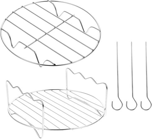 Doitool 2PCS Round Air Fryer Rack 7in-Dual-Layer Dehydrator Rack with Skewer Stain Defuls Stray Baking and Cooling Starking Stark in Saudi Arabia