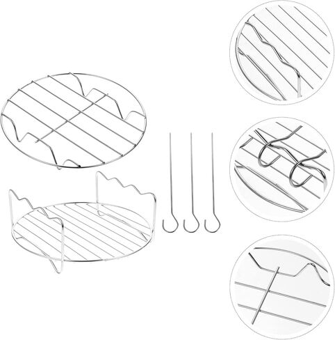 Doitool 2PCS Round Air Fryer Rack 7in-Dual-Layer Dehydrator Rack with Skewer Stain Defuls Stray Baking and Cooling Starking Stark in Saudi Arabia