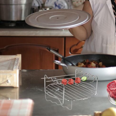 Doitool 2PCS Round Air Fryer Rack 7in-Dual-Layer Dehydrator Rack with Skewer Stain Defuls Stray Baking and Cooling Starking Stark in Saudi Arabia