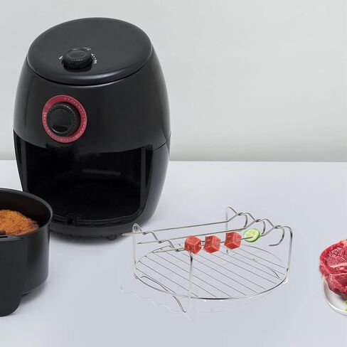 Doitool 2PCS Round Air Fryer Rack 7in-Dual-Layer Dehydrator Rack with Skewer Stain Defuls Stray Baking and Cooling Starking Stark in Saudi Arabia