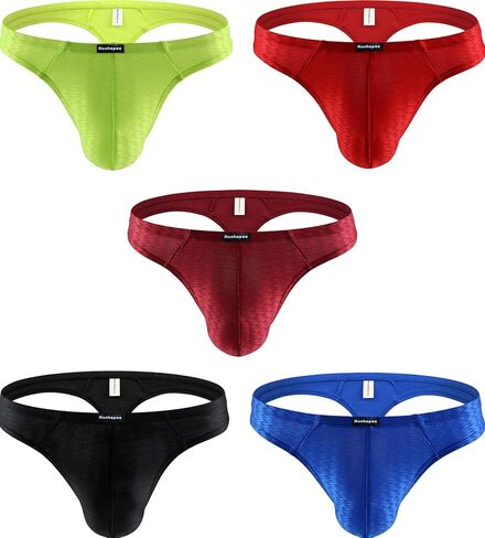 Hanhepee Men's Shining Thong Underwear Stretch T-back Low Rise Hipster Mens Under Panties Sexy in Saudi Arabia