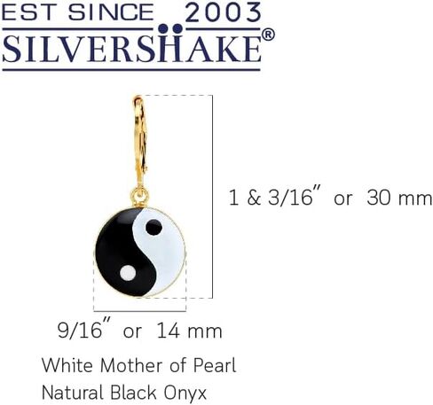 مجوهرات Silvershake من عرق اللؤلؤ الأبيض والعقيق الأسود 925 من الفضة الإسترلينية Yin Yang للنساء والمراهقين in Saudi Arabia