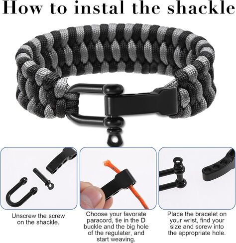Paracord Bracelet Shackle Buckle 4 PCS Stainless Steel Bow Shackle Deplable D Ring Ringles Clip Black Smbrella rop in Kuwait