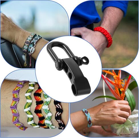 Paracord Bracelet Shackle Buckle 4 PCS Stainless Steel Bow Shackle Deplable D Ring Ringles Clip Black Smbrella rop in Kuwait