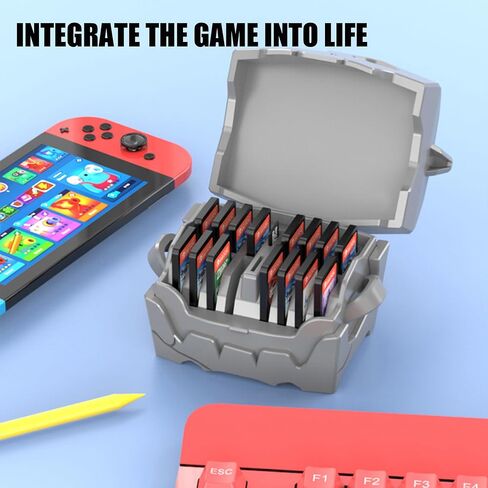 Nintendo Switch Game Case, Switch Game Card Case for Cartridge Case with 16 Game Card Slots & 2 Micro SD Card Slots, Black Skeleton Treasure Chest Game Card Case (Black) in Saudi Arabia