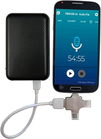 K-MIC-OTG الصوت المنشط مسجل 64 جيجابايت (4000 ساعة) عمر بطارية طويلة (250 يوم في وضع الاستعداد) مع تشغيل سماعات الرأس أو الهاتف الخلوي أو الكمبيوتر أو الجهاز اللوحي in Kuwait