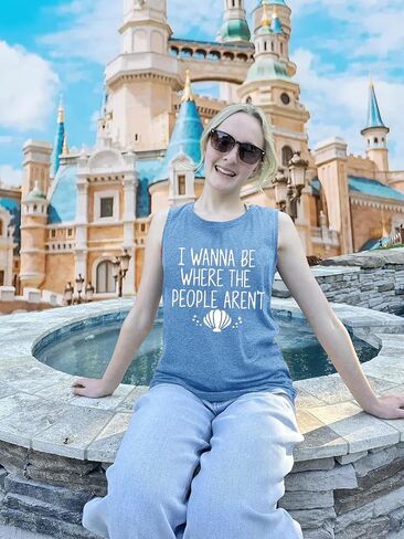 I Wanna Be Where The People aren't T-Shirt for Women Vacation Casual Short Sleeve Funny Cute Graphic Tee Tops in Kuwait