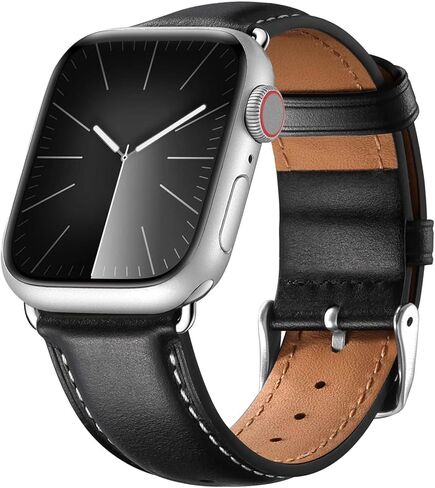 Leather Bands Compatible with Apple Watch Bands 49mm 46mm 45mm 44mm 42mm 40mm for Men Women, Vintage Genuine Leather Wristband Replacement Bands for iWatch Series 10 9 8 7 6 5 4 3 2 1 SE Ultra2 in Kuwait