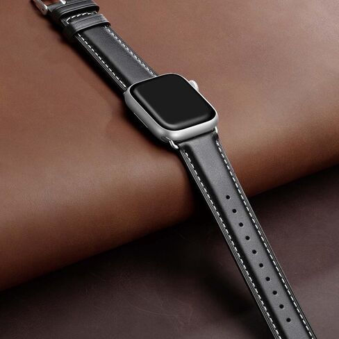 Leather Bands Compatible with Apple Watch Bands 49mm 46mm 45mm 44mm 42mm 40mm for Men Women, Vintage Genuine Leather Wristband Replacement Bands for iWatch Series 10 9 8 7 6 5 4 3 2 1 SE Ultra2 in Kuwait