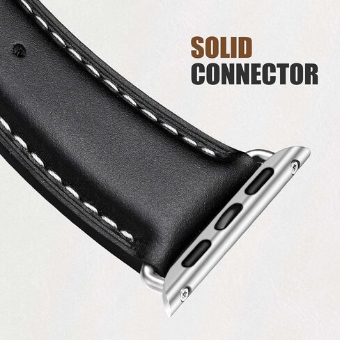 Leather Bands Compatible with Apple Watch Bands 49mm 46mm 45mm 44mm 42mm 40mm for Men Women, Vintage Genuine Leather Wristband Replacement Bands for iWatch Series 10 9 8 7 6 5 4 3 2 1 SE Ultra2 in Kuwait