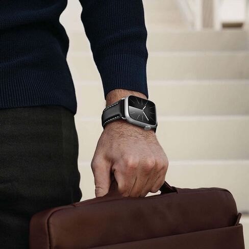 Leather Bands Compatible with Apple Watch Bands 49mm 46mm 45mm 44mm 42mm 40mm for Men Women, Vintage Genuine Leather Wristband Replacement Bands for iWatch Series 10 9 8 7 6 5 4 3 2 1 SE Ultra2 in Kuwait