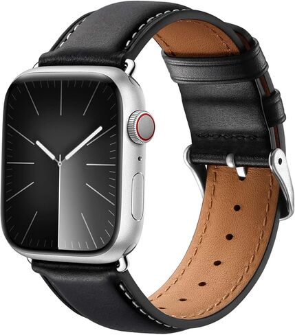 Leather Bands Compatible with Apple Watch Bands 49mm 46mm 45mm 44mm 42mm 40mm for Men Women, Vintage Genuine Leather Wristband Replacement Bands for iWatch Series 10 9 8 7 6 5 4 3 2 1 SE Ultra2 in Kuwait