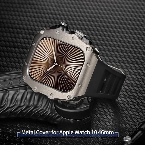 Luxury Metal Case for Apple Watch Band 46mm, Rugged Cover with Sports Bands for iWatch Series 10 46mm Men's Protective Case in Kuwait