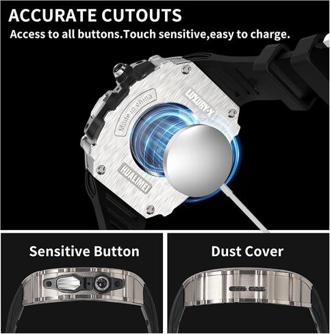 Luxury Metal Case for Apple Watch Band 46mm, Rugged Cover with Sports Bands for iWatch Series 10 46mm Men's Protective Case in Kuwait