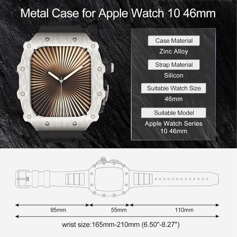 Luxury Metal Case for Apple Watch Band 46mm, Rugged Cover with Sports Bands for iWatch Series 10 46mm Men's Protective Case in Kuwait