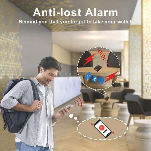 Smart Wallet Bluetooth Wallet Tracker for Men, Credit Card Holder for Men Leather Men's Wallets Cion pocket ID Window(Burgundy) in Kuwait