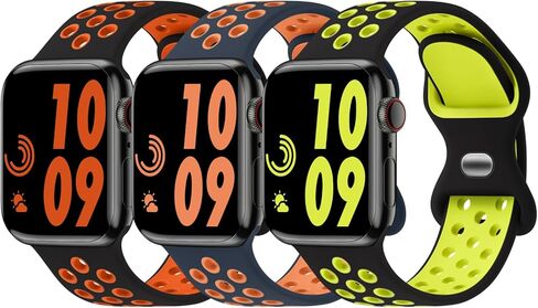 3 حزمة رياضية نطاقات متوافقة مع Apple Watch Band 44mm 45mm 46mm 42mm 41mm 41mm 40mm 38mm 49mm للرجال ، حزام معصم سيليكون ناعم لسلسلة Iwatch 10 9 8 7 6 5 4 3 2 1 Se Ultra 2 in Kuwait