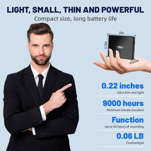 128GB(9000 Hour) 2-Sides Magnetic Voice Recorder, Recording Device with Al-Triple Noise Cancellation, Voice Activated Recorder 90 Days Storage Capacity, MP3 Form Audio Recorder, for Meetings Intervie in Saudi Arabia